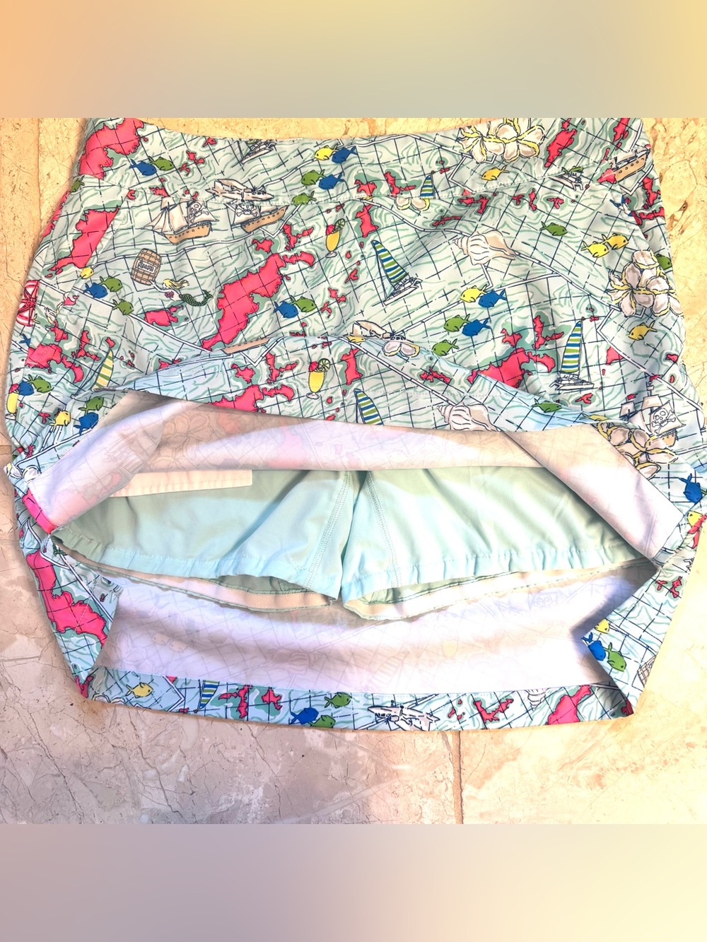Vineyard vines nautical map blue pink tennis golf prep women’s skort size 8 - Picture 3 of 6